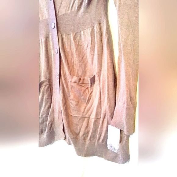 Women's Cream XL Maternity Button Up Cardigan Sweater/Cover-Up W/ Pockets - Picture 4 of 4